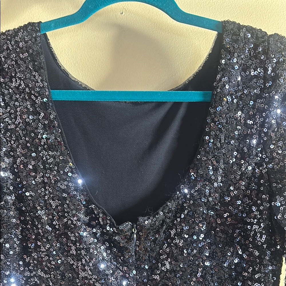 Ralph Lauren Blue Sequin Long Sleeve Dress - Picture 4 of 6